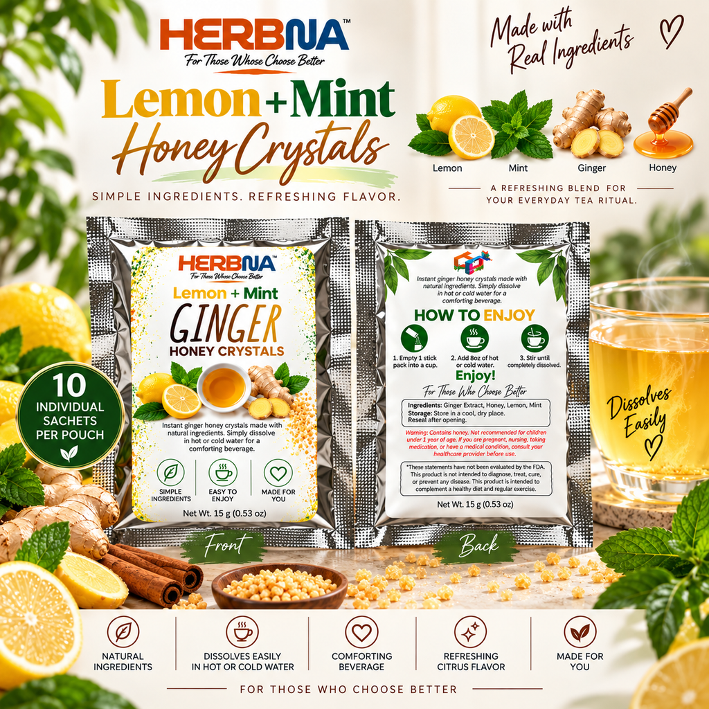 Lemon Mint Ginger Honey Instant Tea Crystals