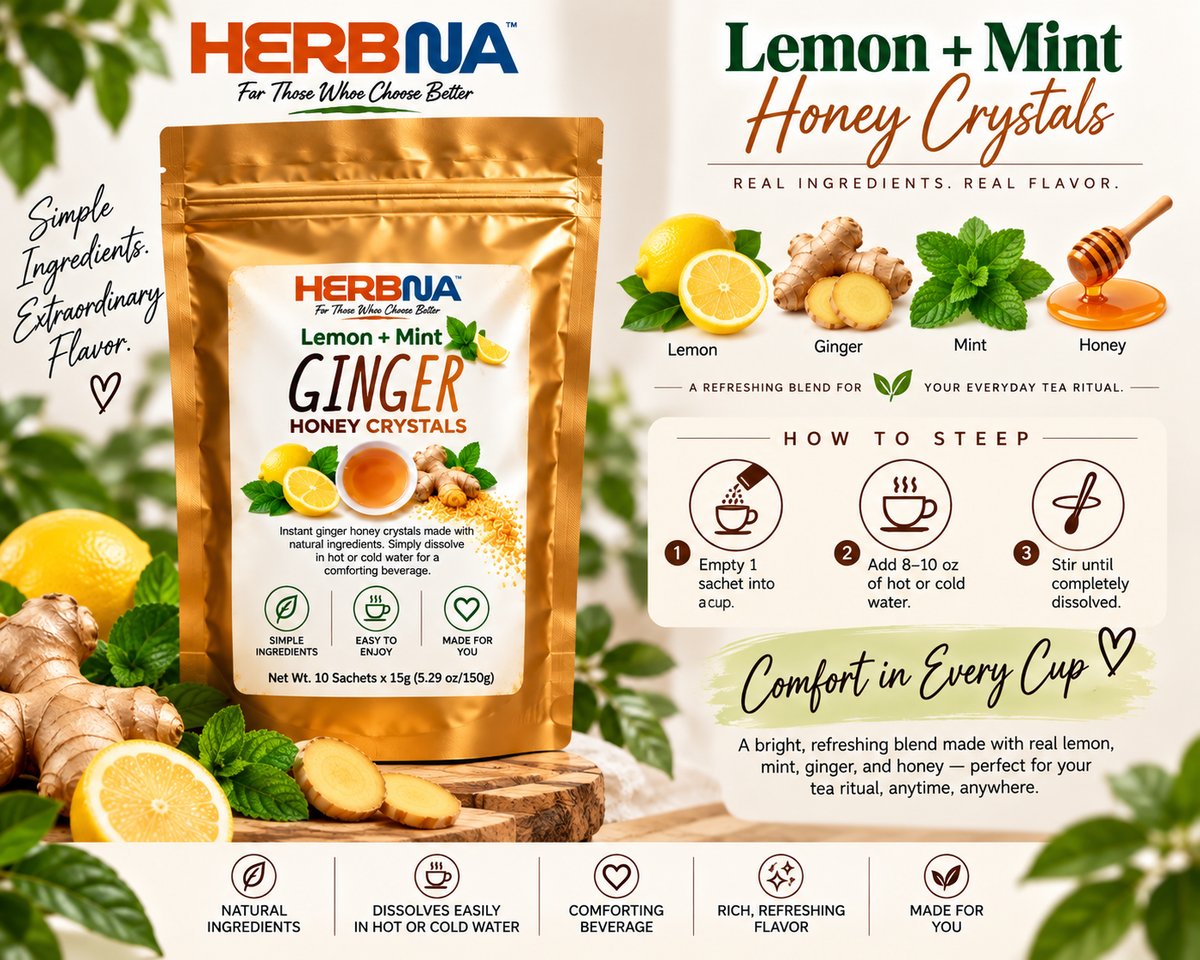 Lemon Mint Ginger Honey Instant Tea Crystals