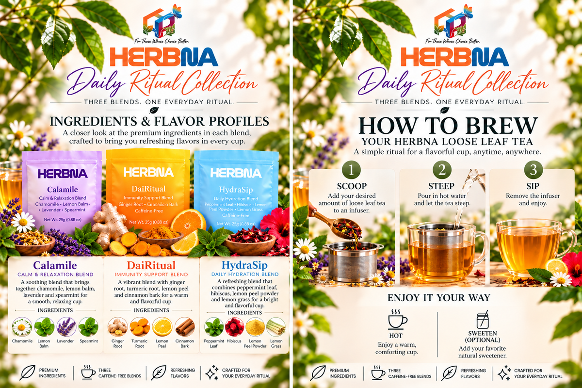 HERBNA Daily Ritual Collection – 12 Count Loose Leaf Tea